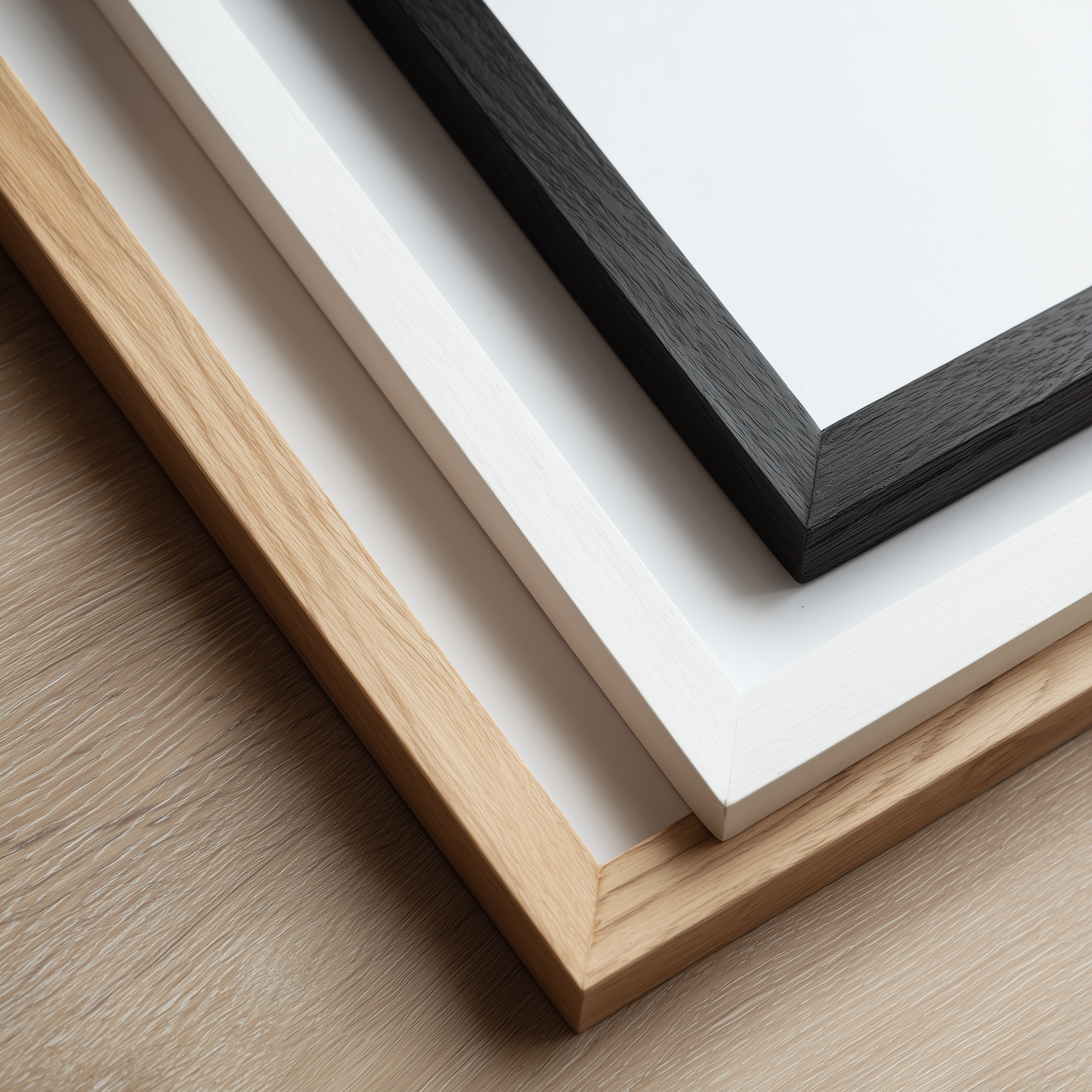 Wood Frames Color Options - Oak - White - Black