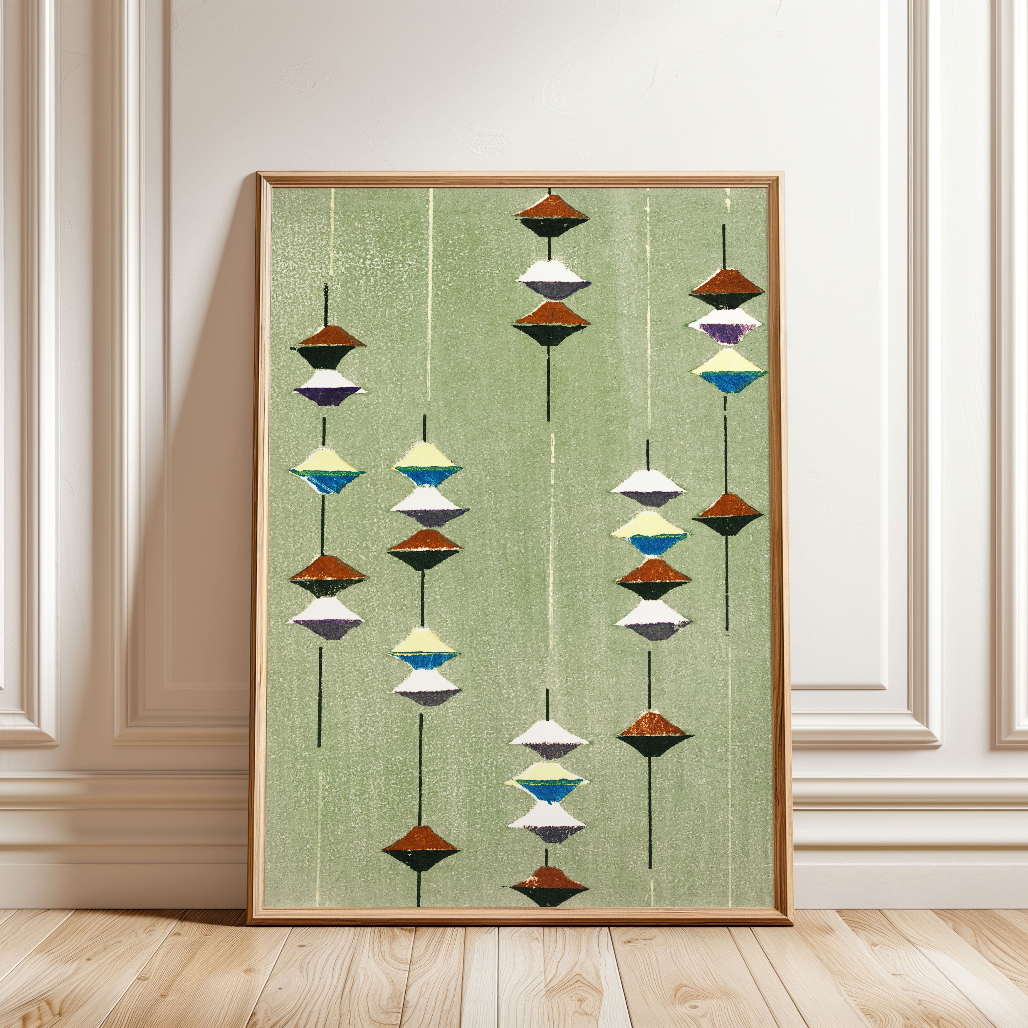 Furuya Kōrin (古谷紅麟) - Shima-Shima - Abacus Poster - Framed