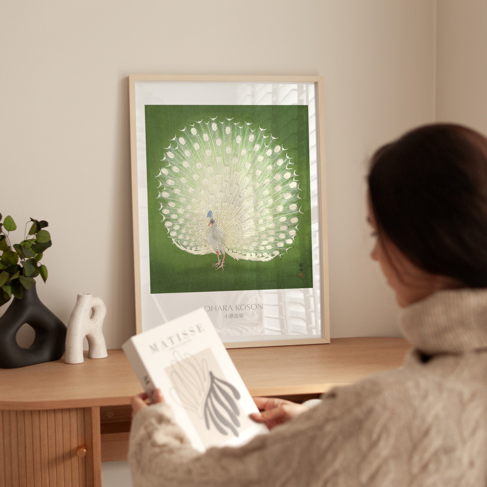 Green Peacock - Ohara Koson - Framed - Room