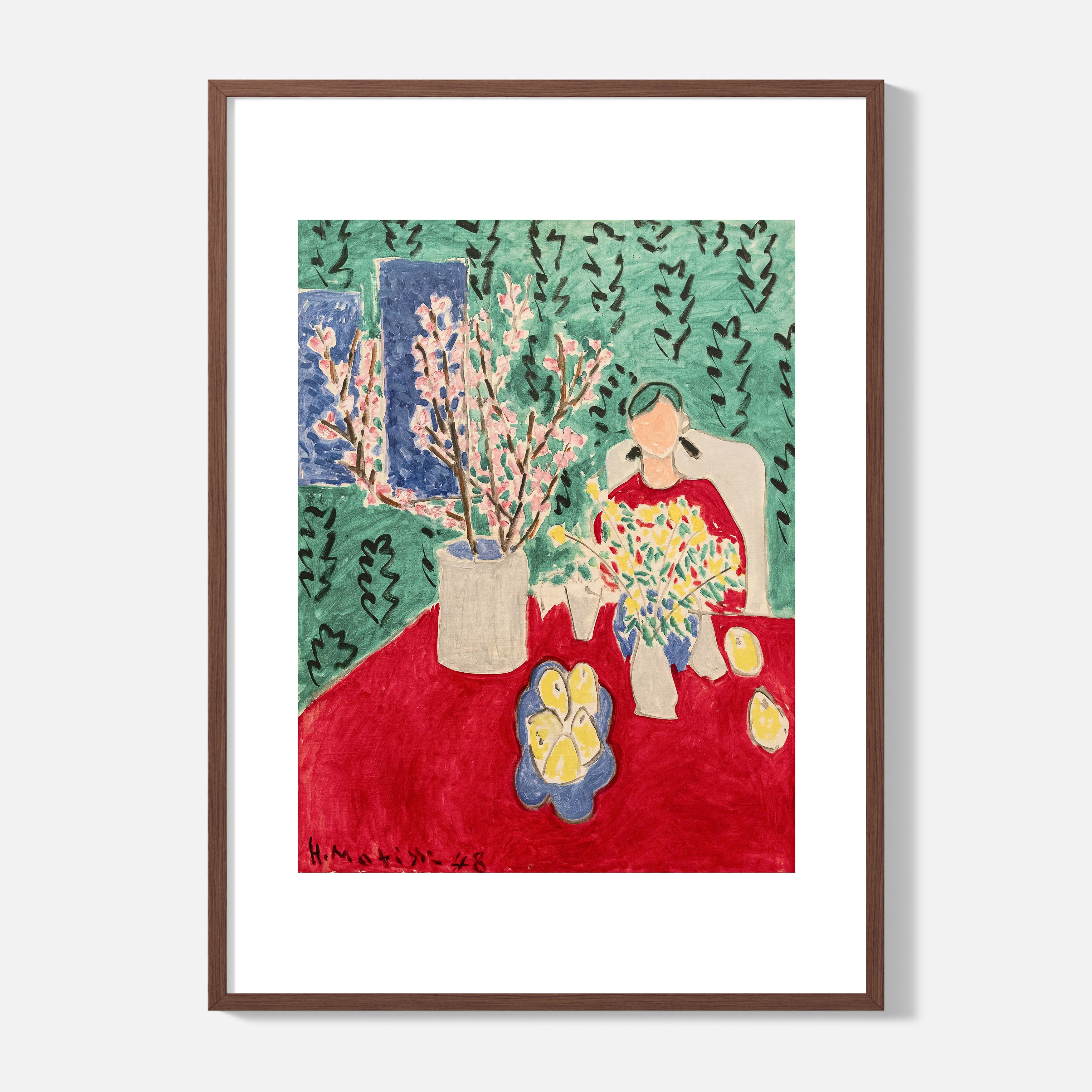 Henri Matisse - Plum Blossoms, Green Background Print - Framed