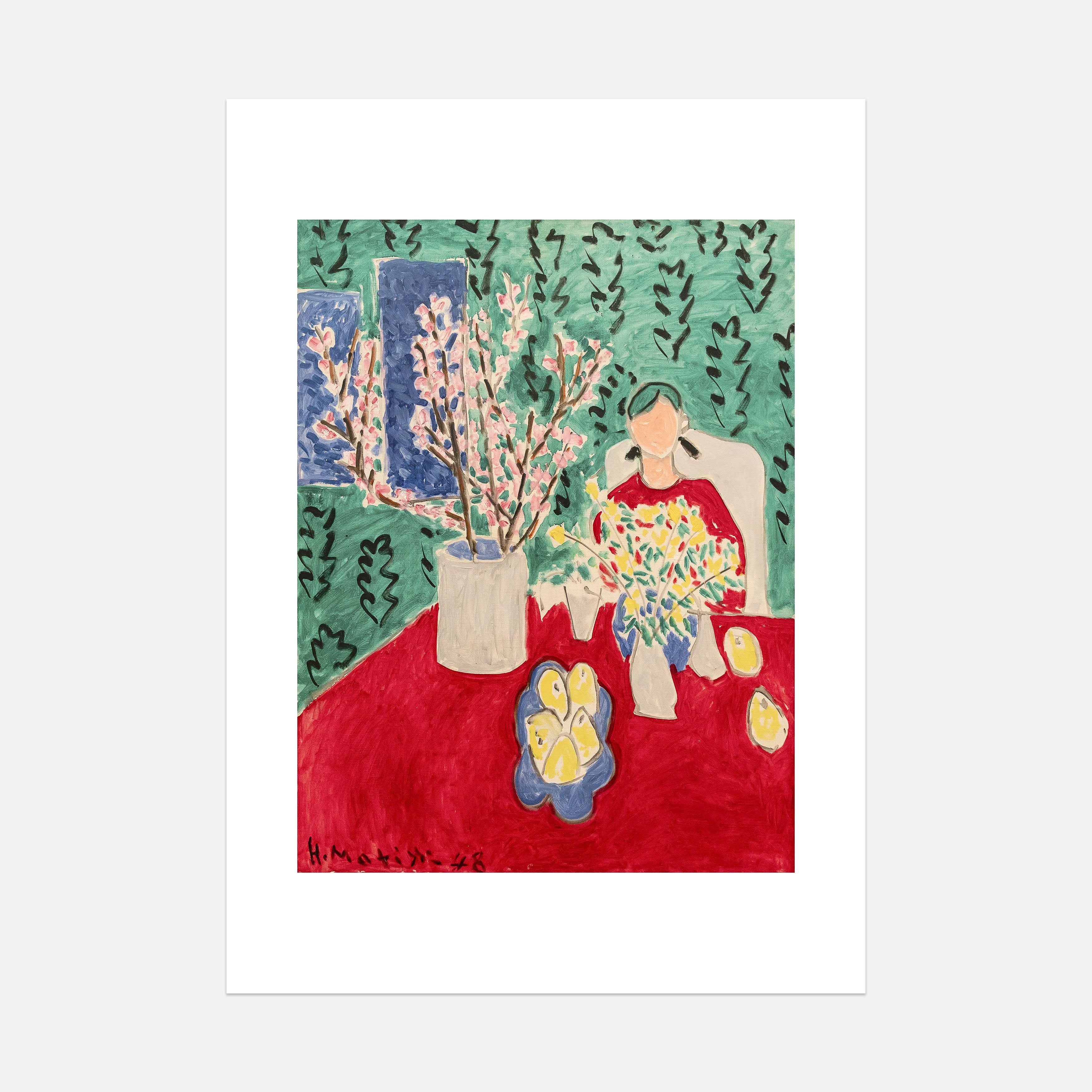 Henri Matisse - Plum Blossoms, Green Background Print - Unframed