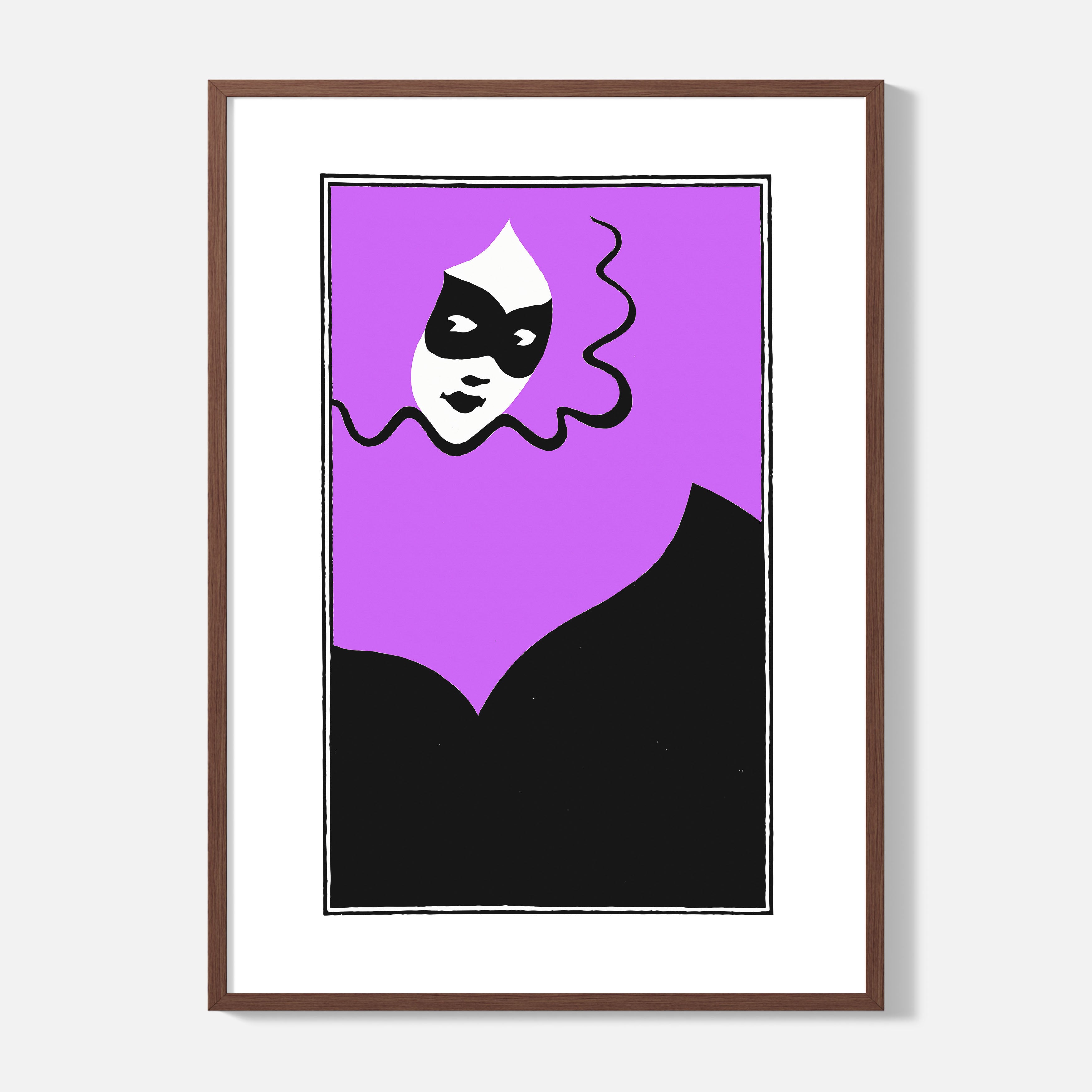 Woman With Mask Poster - Framed