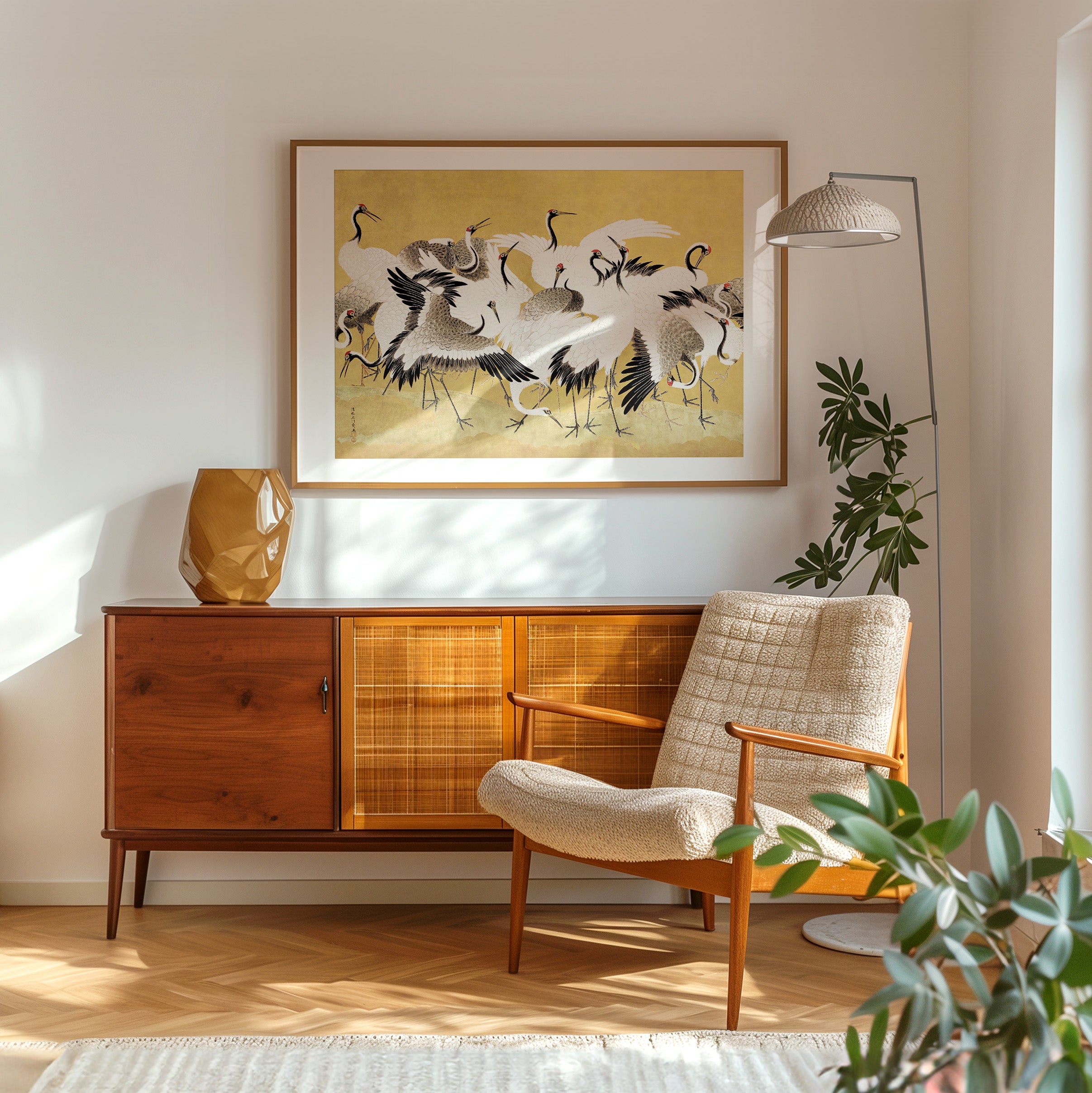 Ishida Yutei - Flock of Cranes - Framed - Living Room