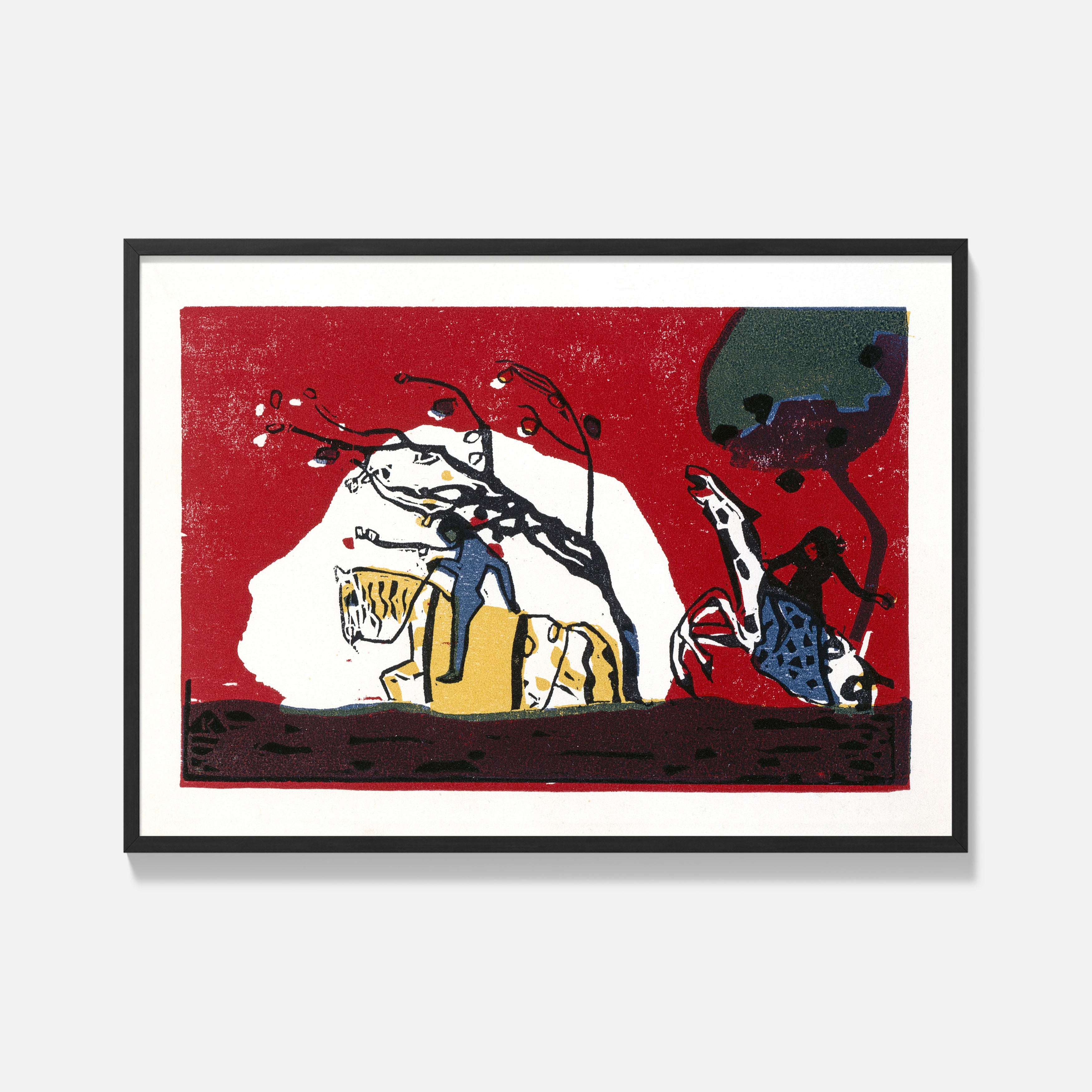 Wassily Kandinsky - Two Riders Before Red - Framed Poster