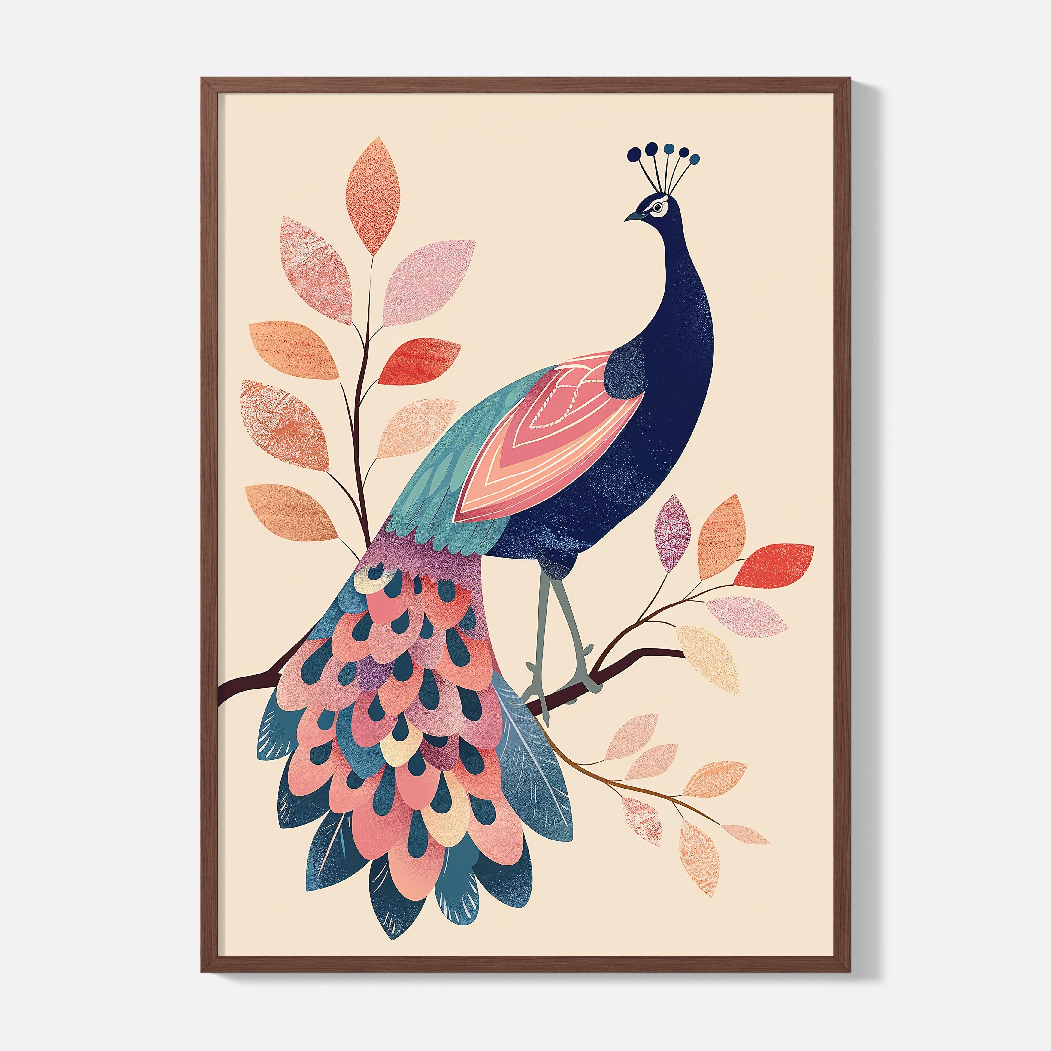 Vintage Peacock Poster - Framed