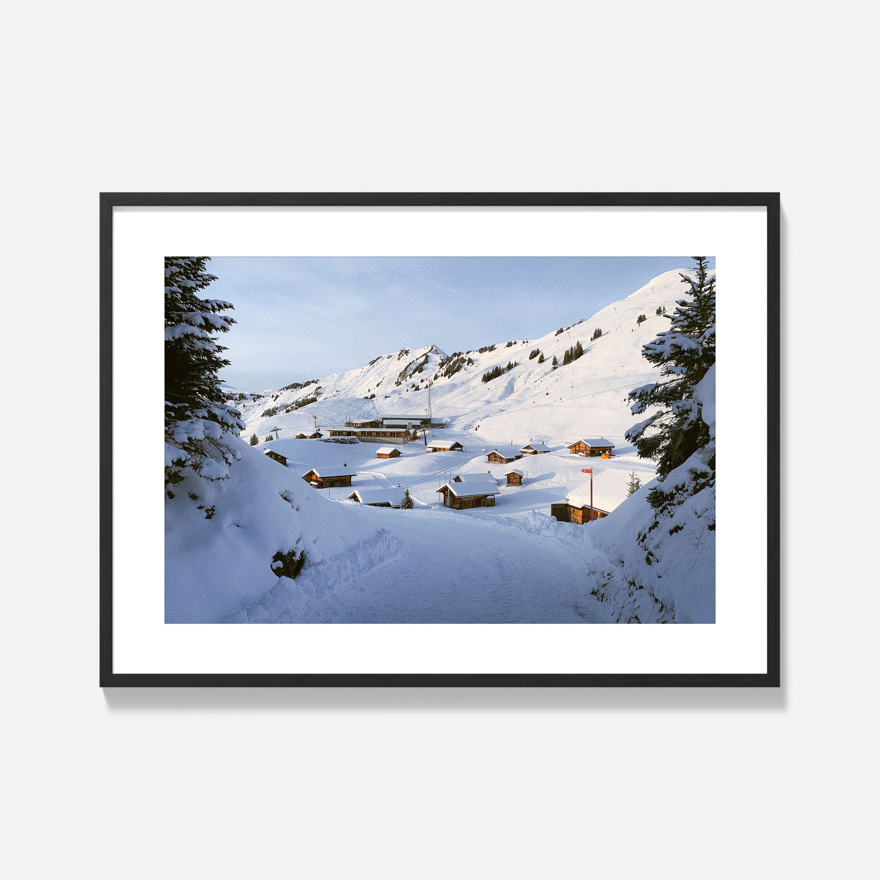 Hasliberg Photography Print - Swiss Alps Cabins - Framed