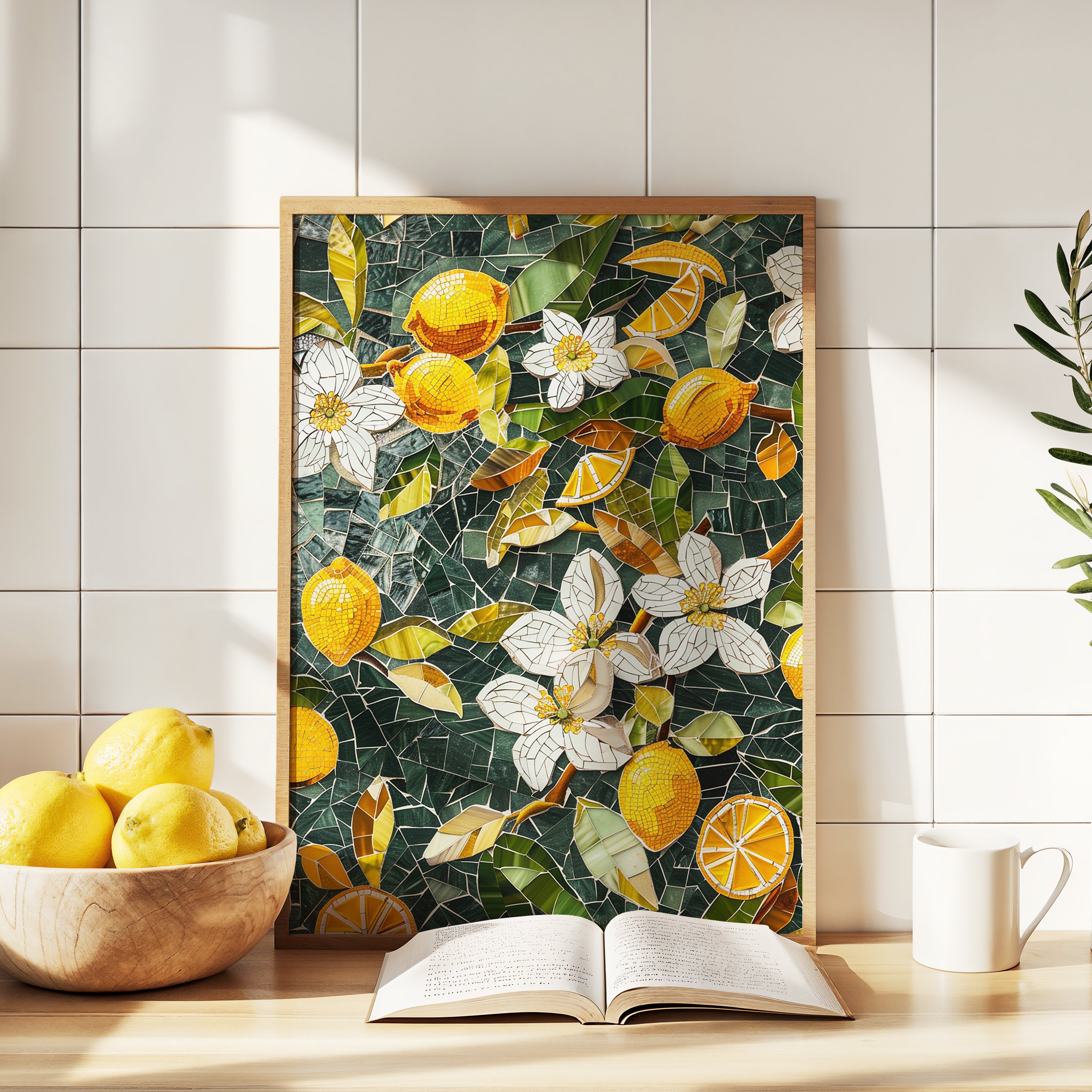 Lemon Tiles Poster - Framed - Kitchen