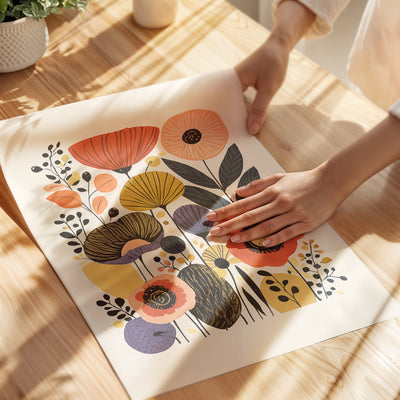 Boho Floral Poster Red - Framed Kitchen