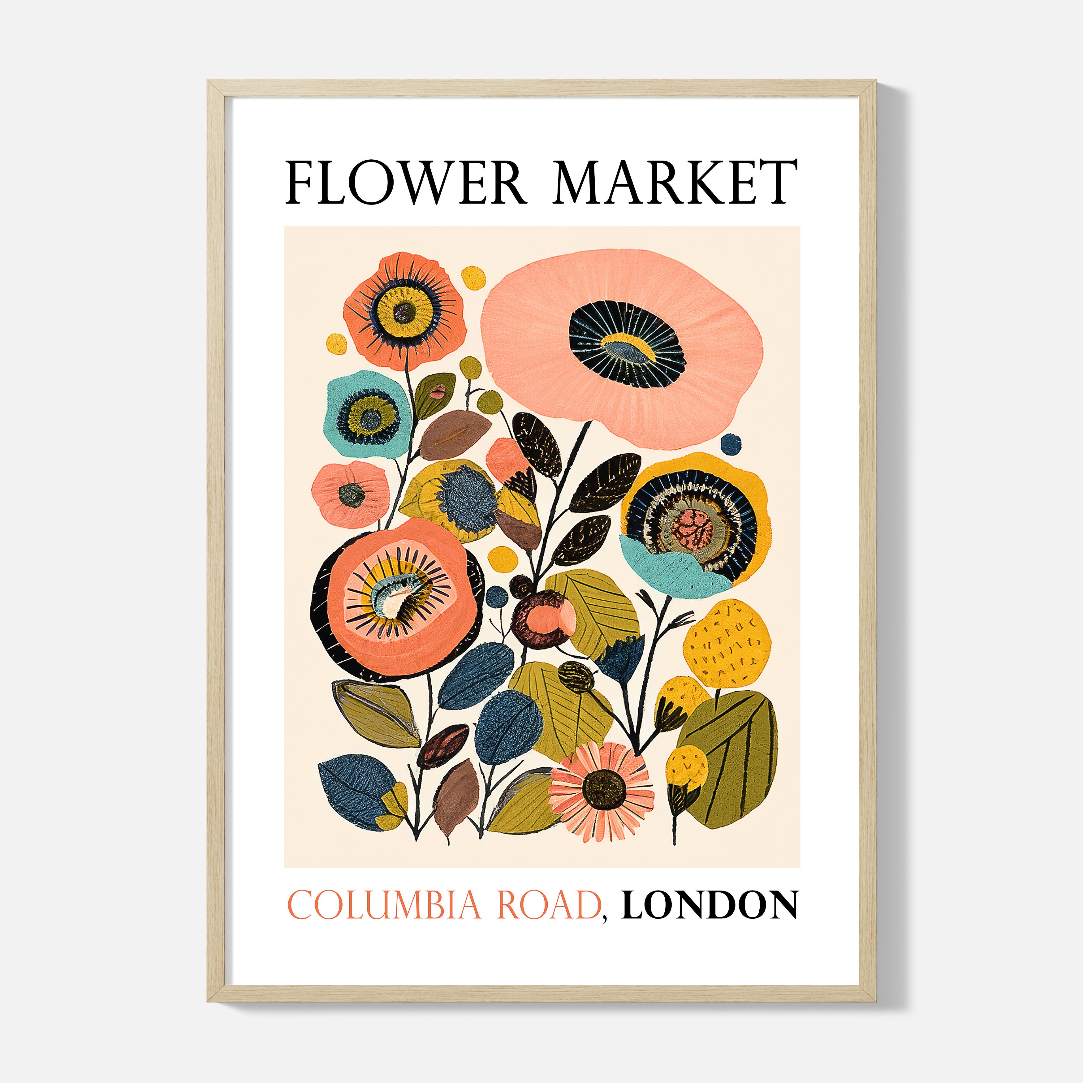 Flower Market Poster - London - Framed
