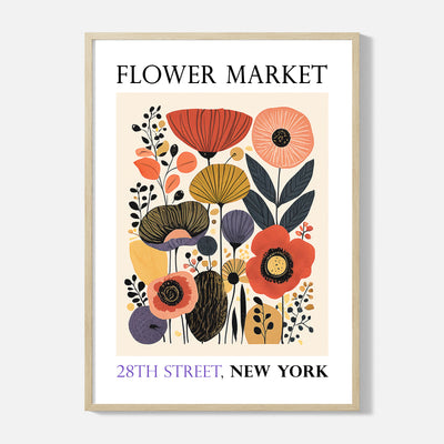 Flower Market Poster - New York - Framed