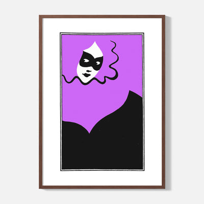 Woman With Mask Poster - Framed
