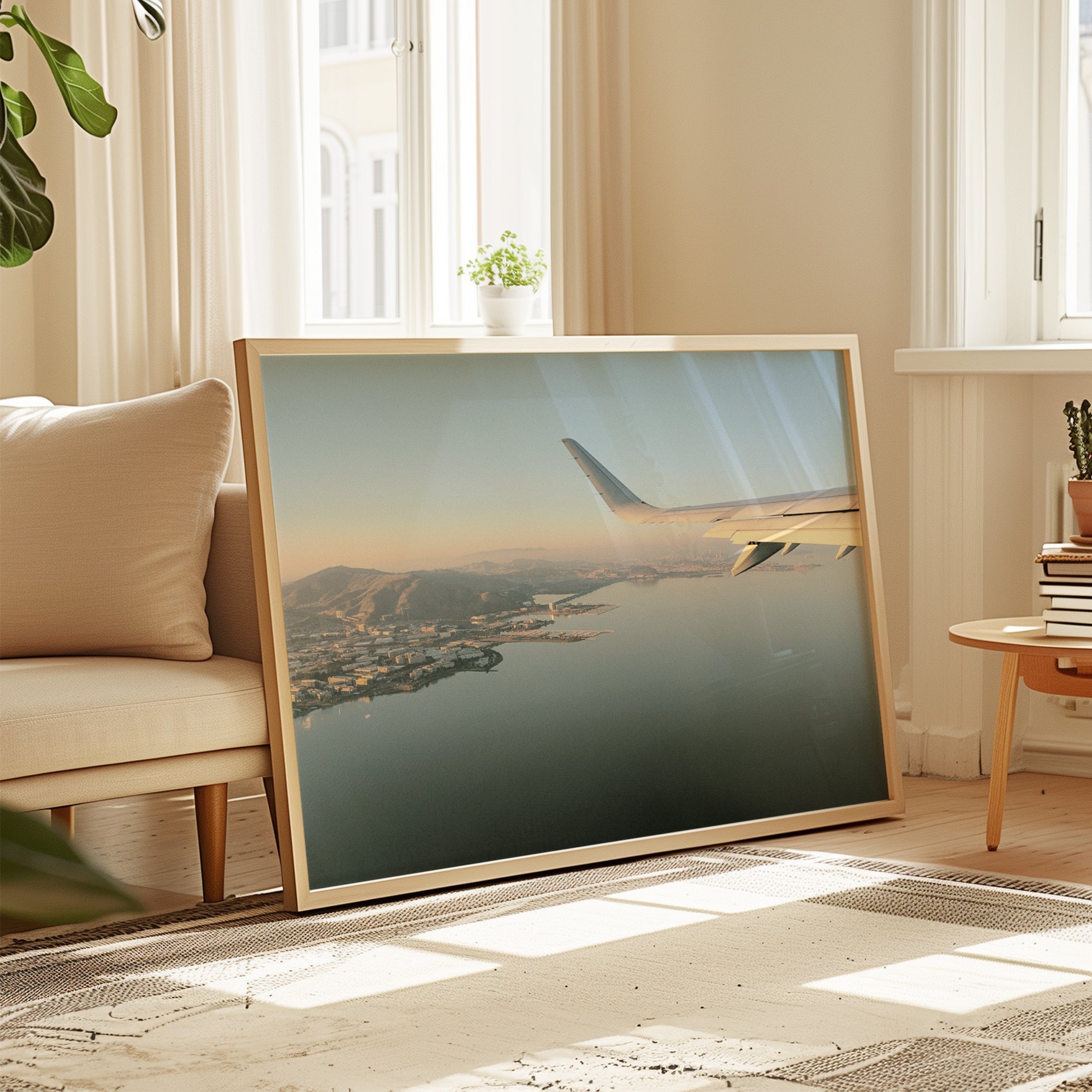 San Francisco Bay Area Airplane Photo Print - Framed - Living Room -  Wallbees Shop