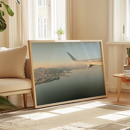 San Francisco Bay Area Airplane Photo Print - Framed - Living Room -  Wallbees Shop
