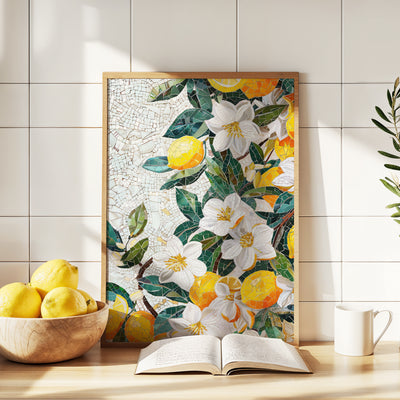 Sicilian Lemon Tiles Poster - Framed - Kitchen